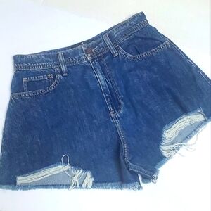 Hollister Ultra High-Rise Relaxed Vintage Denim Distressed Shorts Size 9